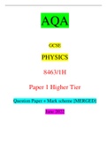 AQA GCSE PHYSICS 8463/1H Paper 1 Higher Tier Question Paper + Mark scheme [MERGED] June 2022