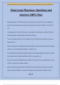Final exam Pharmacy Questions and Answers &vert;100&percnt; Pass
