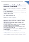 NNAAP Nurse Aide Practice Exam Questions and Answers