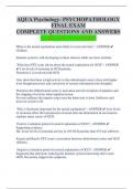 AQUA Psychology- PSYCHOPATHOLOGY  FINAL EXAM  COMPLETE QUESTIONS AND ANSWERS  ALREADY PAASESD&excl;&excl; 
