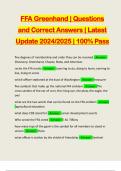 FFA Greenhand &vert; Questions and Correct Answers &vert; Latest Update 2024&sol;2025 &vert; 100&percnt; Pass