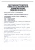 AQUA Psychology FINAL EXAM  COMPLETE QUESTIONS WITH  VERIFIED ANSWERS  ALREADY GRADED A&plus; 
