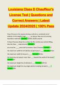 Louisiana Class D Chauffeur's License Test &vert; Questions and Correct Answers &vert; Latest Update 2024&sol;2025 &vert; 100&percnt; Pass