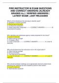 FIRE INSTRUCTOR III EXAM QUESTIONS AND CORRECT ANSWERS &lpar;ALREADY GRADED A&plus;&rpar; &vert; VERIFIED ANSWERS &vert; LATEST EXAM &vert; JUST RELEASED