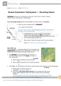 Student Exploration: Earthquakes 1 – Recording Station  < ALL ANSWERS CORRECT>