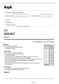 AS BIOLOGY AqA Paper 2 &lpar;7401&sol;2&rpar; June 2022 OFFICIAL Question Paper & Mark Scheme&period;