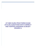 ATI MED SURG PROCTORED EXAM 2019 (84) QUESTIONS WITH CORRECT AND VERIFIED ANSWERS ALREADY GRADED A.