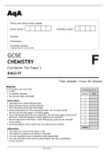 aqa GCSE CHEMISTRY &lpar;8462&sol;1F&rpar; Paper 1 Foundation Tier June 2022 Mark Scheme & Question Paper&period;