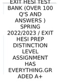 EXIT HESI TEST BANK( OVER 100 Q'S QUESTION AND ANSWERS) SPRING 2022/2023.