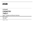 Aqa A-level CHEMISTRY &lpar;7405&sol;1&rpar; Paper 1 Inorganic and Physical Chemistry June 2022 Final Mark scheme