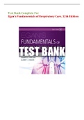 Test Bank for Egan’s Fundamentals of Respiratory Care 12th Edition ,Complete Guide