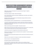 WGU C217 PRE-ASSESSMENT&colon; HUMAN GROWTH AND DEVELOPMENT 100&percnt; Correct