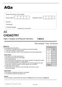 AS CHEMISTRY Aqa Paper 2 (7404/2) - Organic and Physical Chemistry June 2022 Question Paper             