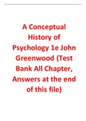 A Conceptual History of Psychology 1st Edition By John Greenwood (Test Bank, 10 MCQ in each Chapter)