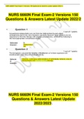 NURS 6660N Final Exam-2 Versions 150 Questions & Answers Latest Update 2022/2023 +