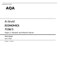 AQA A level ECONOMICS Paper 1 May 2022 Mark Scheme