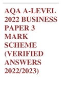 ALL AQA A LEVEL 2022 BUSINESS COMPLETE PAPER 1,PAPER2 AND PAPER 3 WITH BOTH QUESTION PAPER AND MARK SCHEME(CERTIFIED QUESTIONS AND ANSWERS 2022/2023)/VERIFIED FOR SUCCESS