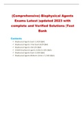 &lpar;Comprehensive&rpar; Biophysical Agents Exams Latest &vert;updated 2023 with complete and Verified Solutions &vert;Test Bank  