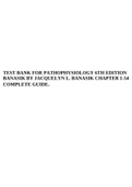 TEST BANK FOR PATHOPHYSIOLOGY 6TH EDITION BANASIK BY JACQUELYN L. BANASIK CHAPTER 1-54 COMPLETE GUIDE.