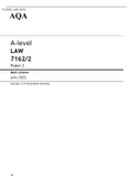 AQA A Level LAW Paper 2 June 2022 Question Paper and verified Mark Scheme Bundle