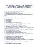 U.S. HISTORY II UNIT TEST ALL DONE QUESTIONS AND ANSWER 2023