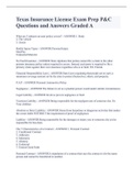 Texas Insurance License Exam Prep P&C Questions and Answers Graded A
