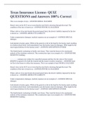 Texas Insurance License- QUIZ QUESTIONS and Answers 100&percnt; Correct