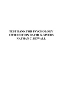 TEST BANK FOR PSYCHOLOGY 13TH EDITION DAVID G. MYERS NATHAN C. DEWALL 
