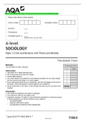 AQA A-level SOCIOLOGY Paper 3 Crime and Deviance with Theory and Methods QP 2022