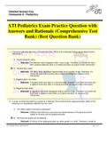 ATI Pediatrics Exam Practice Question with  Answers and Rationale (Comprehensive Test  Bank) (Best Question Bank)