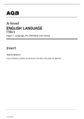 Aqa A-level ENGLISH LANGUAGE (7702/1) Paper 1 Language, the individual and society JUNE 2022 INSERT