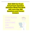 2022 HESI Exit Exam  Actual Exam Question  &lpar;Question Bank&rpar;Test Bank with more than 800  Questions and Correct  Answers