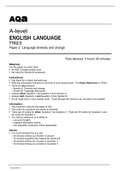 Aqa A-level ENGLISH LANGUAGE (7702/2) Paper 2 - Language diversity and change June 2022 OFFICIAL Question Paper