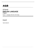 aqa A-level ENGLISH LANGUAGE (7702/2) Paper 2 - Language diversity and change June 2022 OFFICIAL Question Paper & Mark Scheme (INSERT Available)