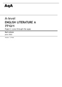 Aqa A-level ENGLISH LITERATURE A (7712/1) Paper 1 - Love through the ages June 2022 Final Mark scheme