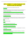 100&percnt; CORRECT Certified Medication Aide Practice Exam Test 2022&sol;2023