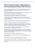 WGU C 483-Principles of Management &lpar;Pre-Assessment&rpar; Solved 100&percnt; Correct