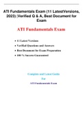ATI Fundamentals Exam (11 Latest Versions, 2023) |Verified Q & A, Best Document for Exam