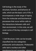 Brief context about CELL BIOLOGY 