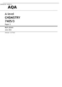 Aqa A-level CHEMISTRY ACTUAL Paper 3 JUNE 2022 Mark scheme 