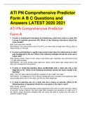 ATI PN Comprehensive Predictor Form A B C Questions and Answers 2020 2021