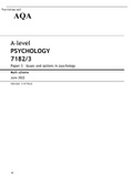 AQA A level PSYCHOLOGY Paper 3 June 2022 Issues and options in psychology Mark Scheme