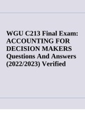 WGU C213 Final Exam&colon; ACCOUNTING FOR DECISION MAKERS Questions And Answers &lpar;2022&sol;2023&rpar; Verified