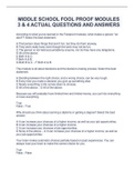 MIDDLE SCHOOL FOOL PROOF MODULES 3 & 4 ACTUAL QUESTIONS AND ANSWERS