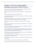 Chapter 4 CNA Test with Complete Questions and Answers 100&percnt; Correct