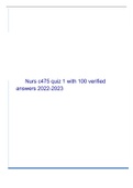 Nurs c475 quiz 1 with 100 verified answers 2022-2023.