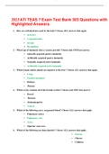 2023 ATI TEAS 7 Exam Test Bank 303 Questions with Highlighted Answers&period; 