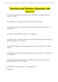 Nutrition and Dietetics Questions and Answers