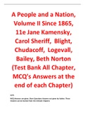 A People and a Nation Volume II Since 1865 11th Edition By Jane Kamensky, Carol Sheriff,  Blight, Chudacoff,  Logevall, Bailey, Beth Norton (Test Bank)