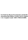 Test Bank for Physical Examination and Health Assessment 8th Edition, Carolyn Jarvis, Chapter 1-32 | Complete Guide ISBN: 9780323510806.